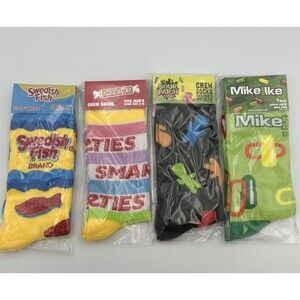 Novelty Crew Socks Candy Favorites Size 6/7-12 Candy 4 Pairs Fun Colorful New